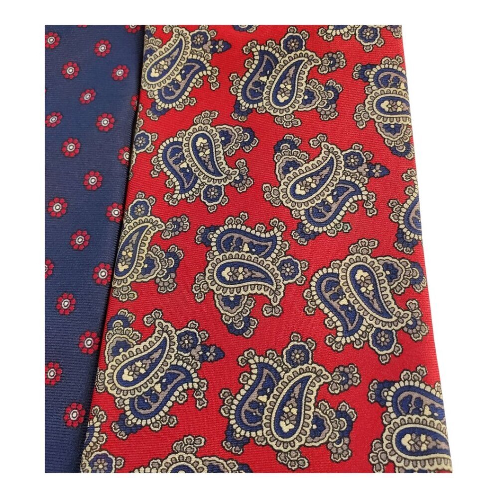 3 Neck Ties Bert Pulitzer, Boston Traders, Ley's Red Blue Paisley Floral - Picture 4 of 11